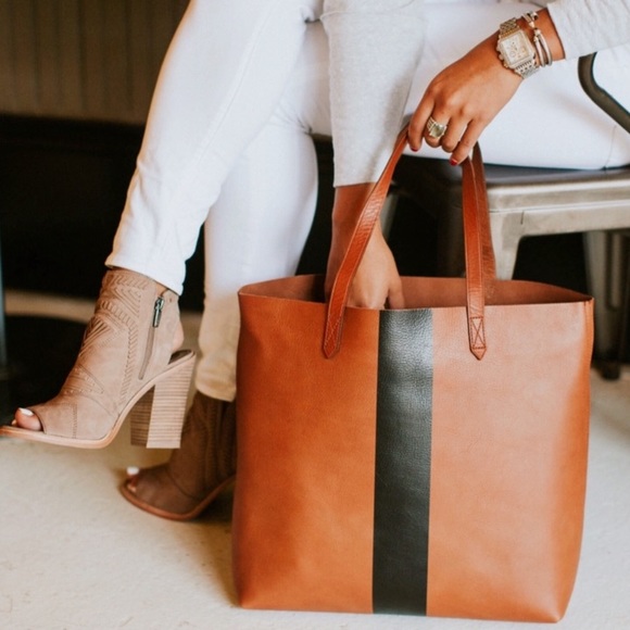 Madewell Paint Stripe Transport Leather Tote - Picture 6 of 15